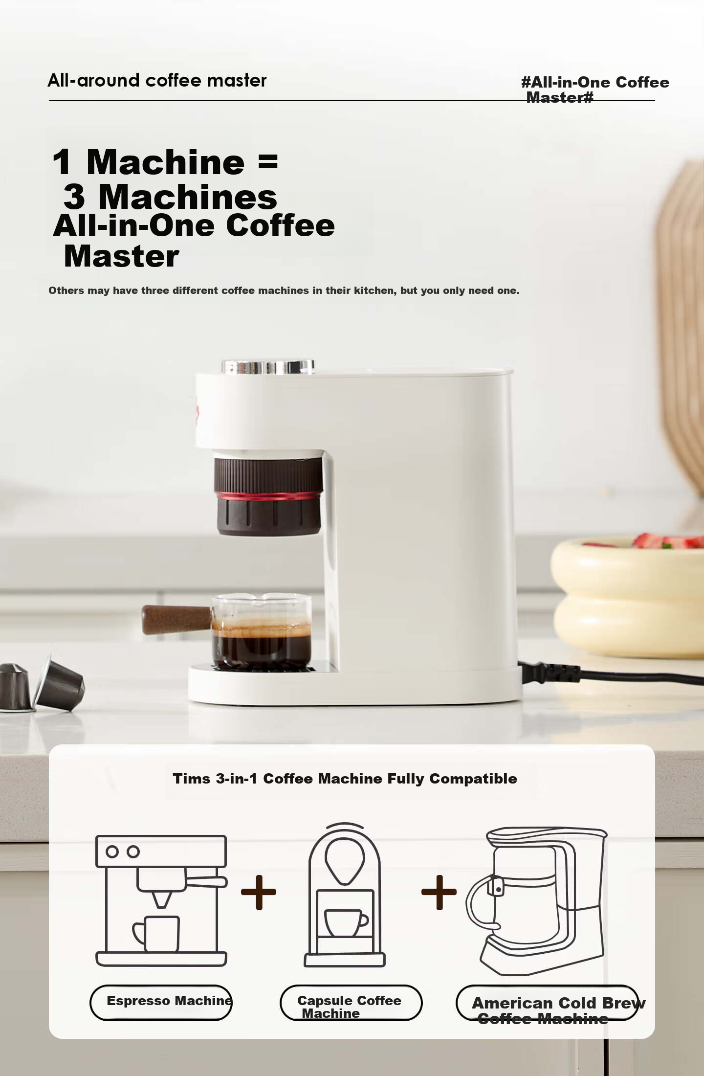 Tim Hortons Tianhao Capsule Coffee Machine Small Portable All-in-One Semi-Automatic Coffee Powder Capsule Dual-Use Office Birthday Gift A2 15