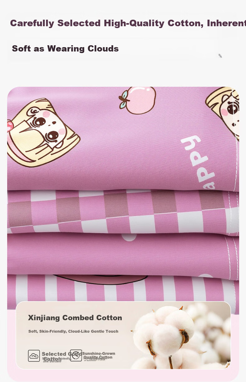 Bejirong 4-Pack Children's Underwear Girls Developmental Pure Cotton Antibacterial Boxer Shorts for Kids Age 10A Baby and Older Children 3