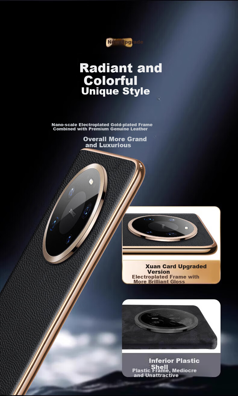 Xuanka [Gilded Genuine Leather with Lens Film] Huawei Mate80 Phone Case Mate80 Pro Protective Cover Matte Leather Electroplated Lens Full Coverage Ultra-Thin Shockproof Unisex 2