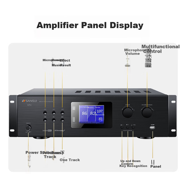 SANSUI KF4 Home KTV Audio Amplifier Fixed Impedance Power Amplifier Smart Bluetooth Amplifier for Home Cassette Speaker 14