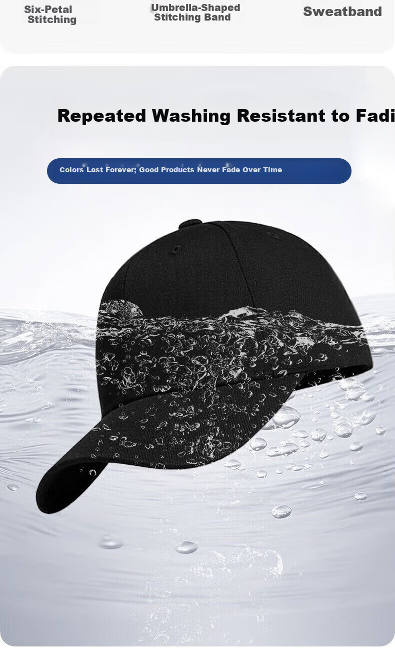 Jingsu [JD Own Brand] Men's Black Baseball Cap Large Head Circumference Slim Face Four Seasons Korean Style Duckbill Cap 4