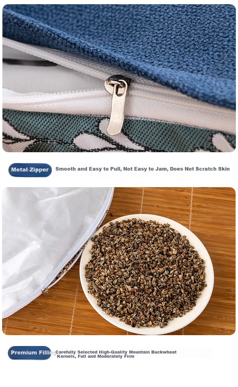 CROWN Buckwheat Pillow Pure Cotton Class A 100% Buckwheat Hull Neck Support Pillow Core for Deep Sleep Pair of 2 17