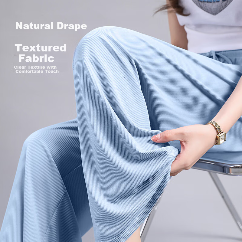 MJ STYLE Women's Ice Cool Wide-Leg Pants 2026 Summer Loose Casual Breathable High-Waist Slimming Trousers