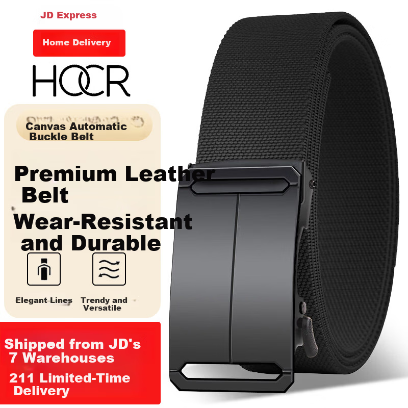 HOCR Men's Elastic Stretch Thick Woven Canvas Belt Casual Workwear Denim Belt for Young Men
