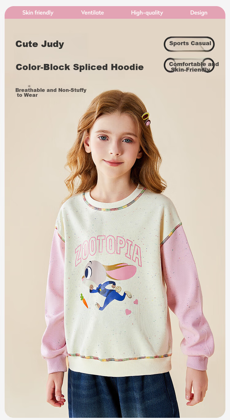 Disney Girls' Zootopia Sweatshirt Stylish Spring Pullover for Kids ZL160119 Navy Blue Size 140 1