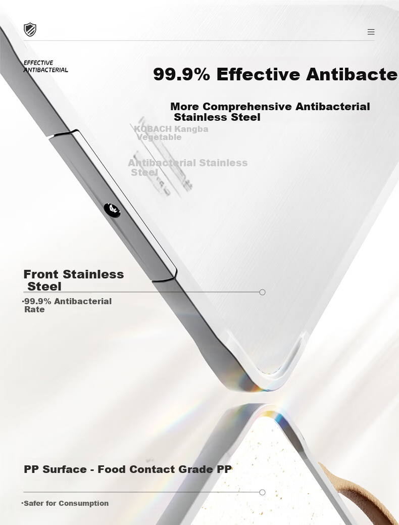 KOBACH Antibacterial Stainless Steel Cutting Board Thickened Non-Slip Mold-Resistant Double-Sided Chopping Board Medium 40*28*1.8cm 4