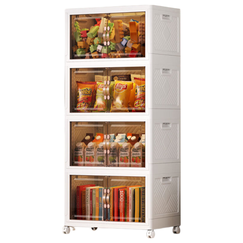 Youjialiangpin Foldable Storage Cabinet, No Installation Required, Children's Wardrobe, Snack Storage Cabinet, Kitchen And Living Room Organizer, Miscellaneous Item Storage Box