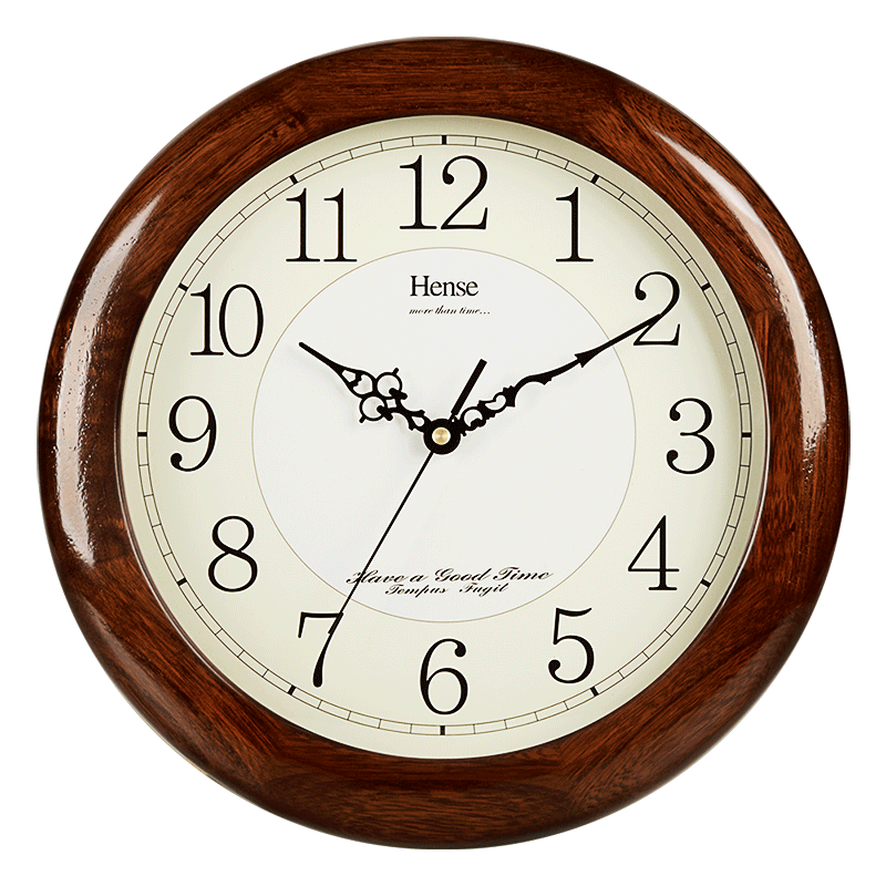 Hense Wall Clock, Living Room Fashion Simple Clock, Solid Wood Wall-Mounted Round Clock, Home Quartz Clock, HW13A Model, 32cm