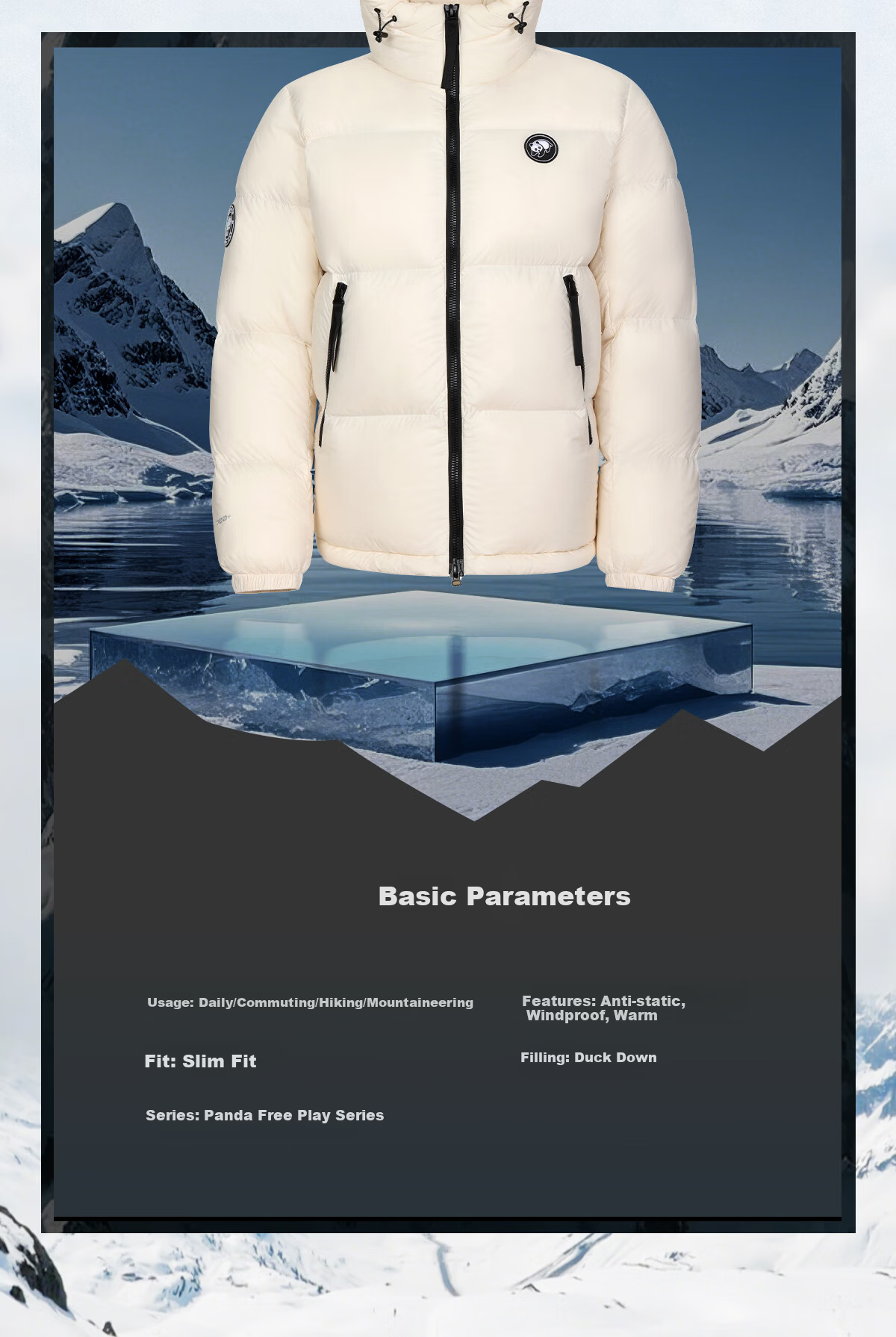 Panda Camel Series Bubble Duck Down Jacket Unisex Autumn Winter Warm Fluffy Puffer Coat 9844 White M 4