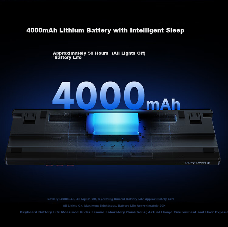 Lenovo GK10 Mechanical Keyboard with Full Hot-Swappable Keys, 20 Backlight Effects, Gaming And Office Computer Keyboard, Aurora Series Three-Mode Version 80-Key Layout, Snow Blue RGB Brown Switch 13