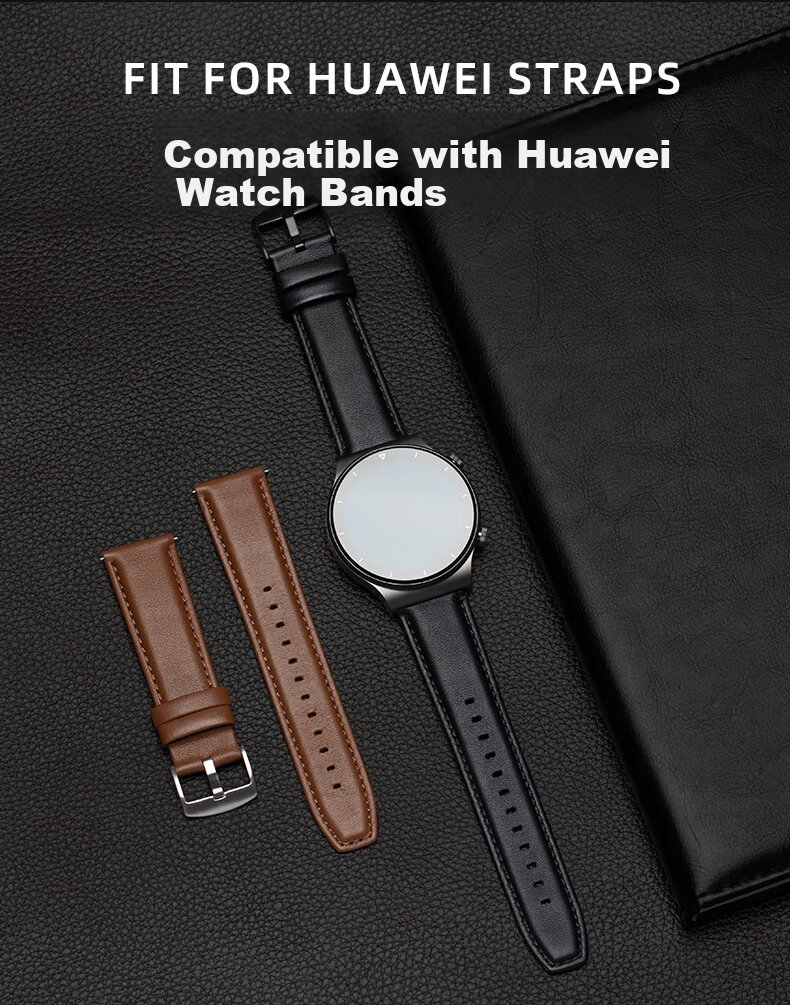 Gangjue Genuine Leather Watch Strap for Huawei GT6/GT5/GT4 Pro/Watch5/4/3/2 Women’s 41/42MM First Layer Cowhide Frost White 18mm Band 5