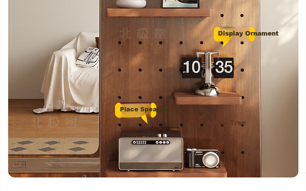 Arctic Tree Solid Wood Pegboard Dressing Mirror Hidden Sliding Mirror Home Wall-Mounted Concealed Entryway Fitting Mirror 23