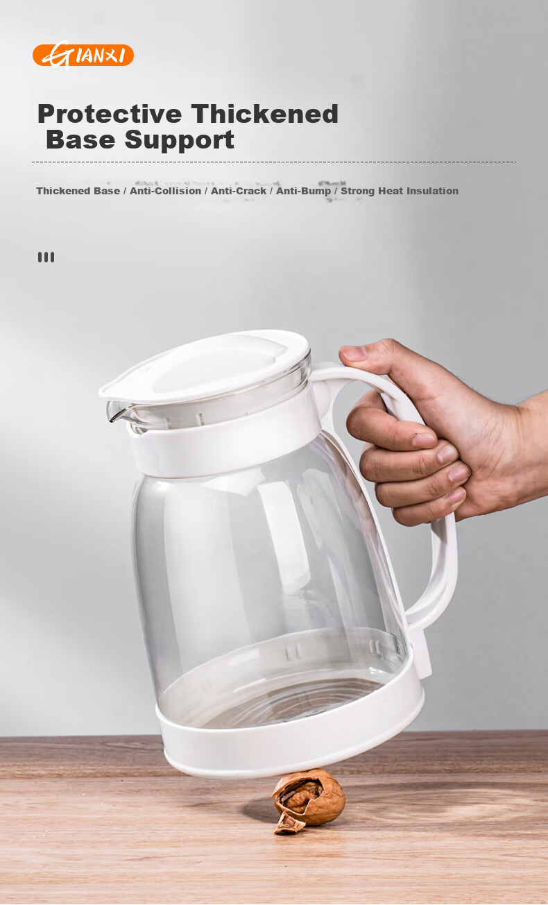 TIANXI Large Capacity Glass Cold Water Pitcher Heat-Resistant Glass Water Jug Household Glass Teapot 2000ml Student Gift 5