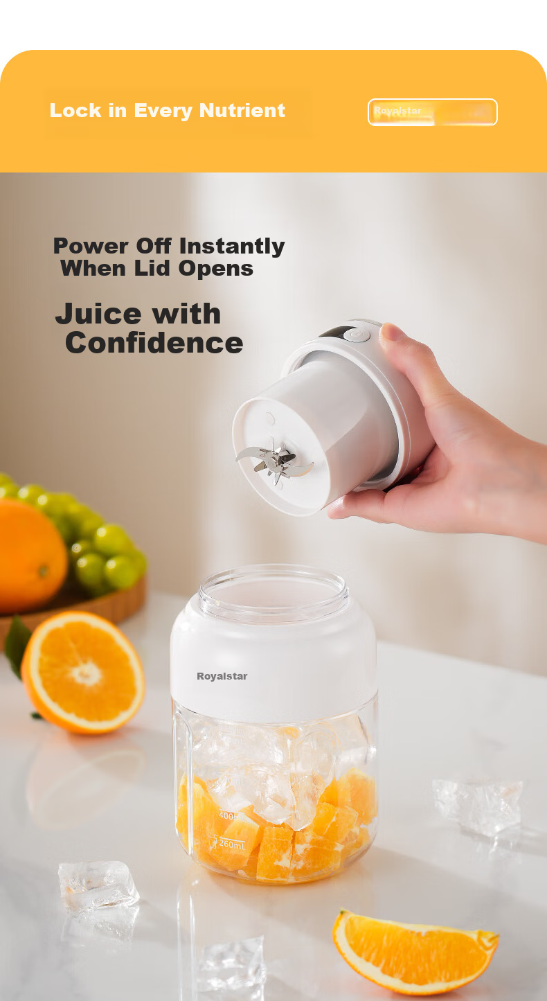 Royalstar Large Capacity Wireless Portable Juicer Multifunctional Juice Blender Ice Crushing Milkshake Fruit and Vegetable Cup Digital Display Direct Drinking 1200ML RZ-80PY1 15