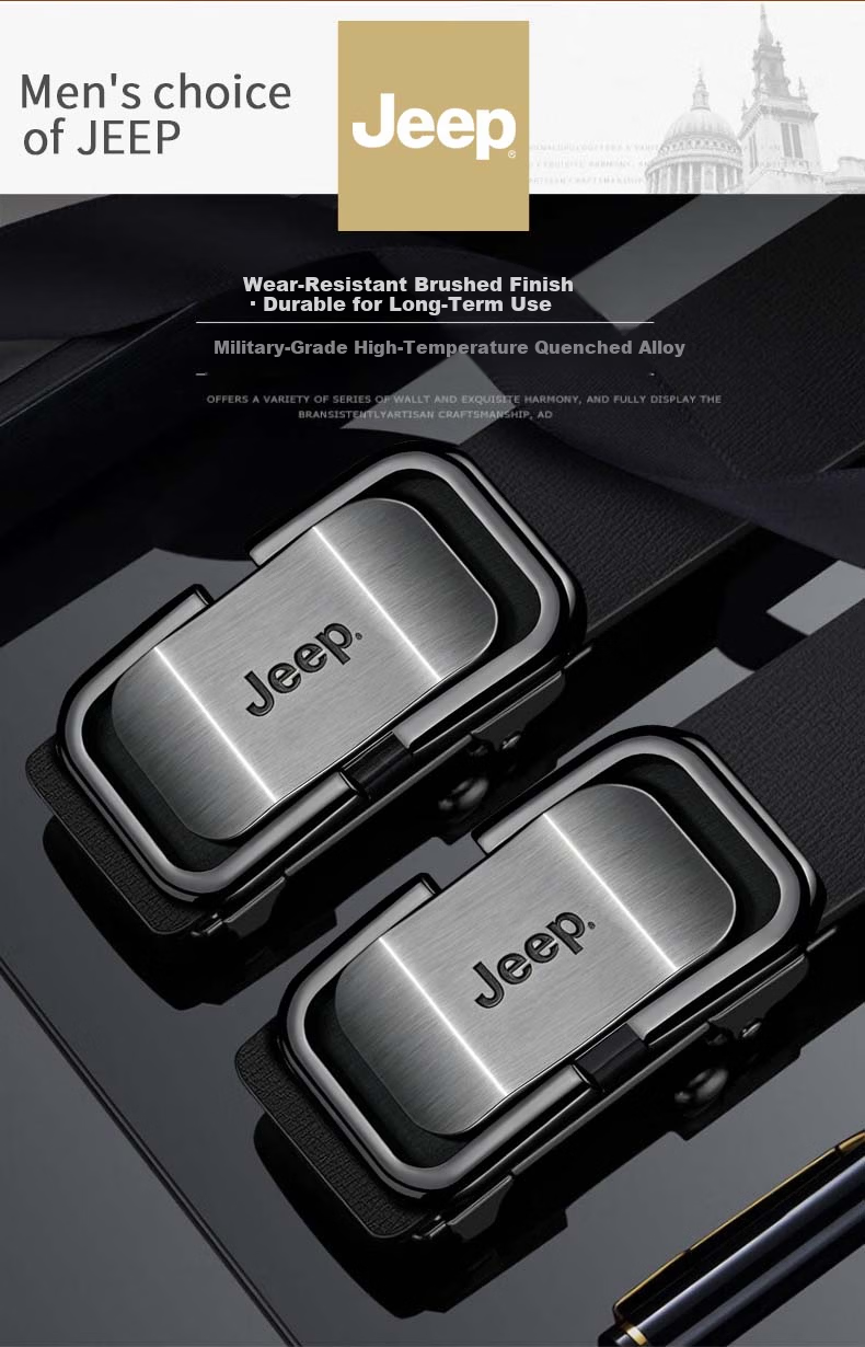 JEEP Men's Genuine Leather Automatic Buckle Toothless Inner-Wear Waist Belt 2026 New Father's Day Gift for Dad 4