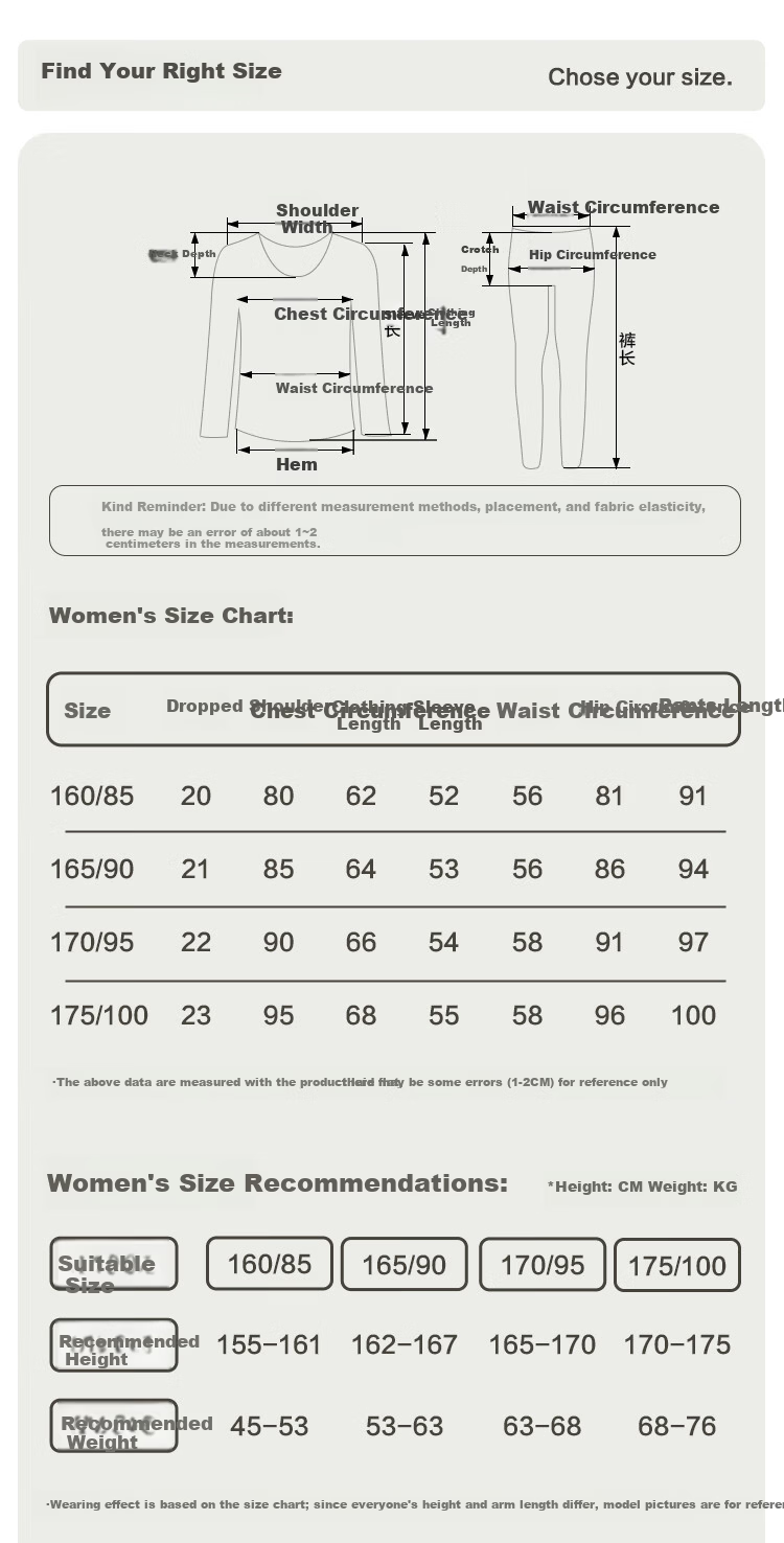 Hodo Home Women's Cotton Thermal Underwear Set Autumn Long Johns Mid-High Collar Basic Warm Base Layer Champagne Color Size 175 7