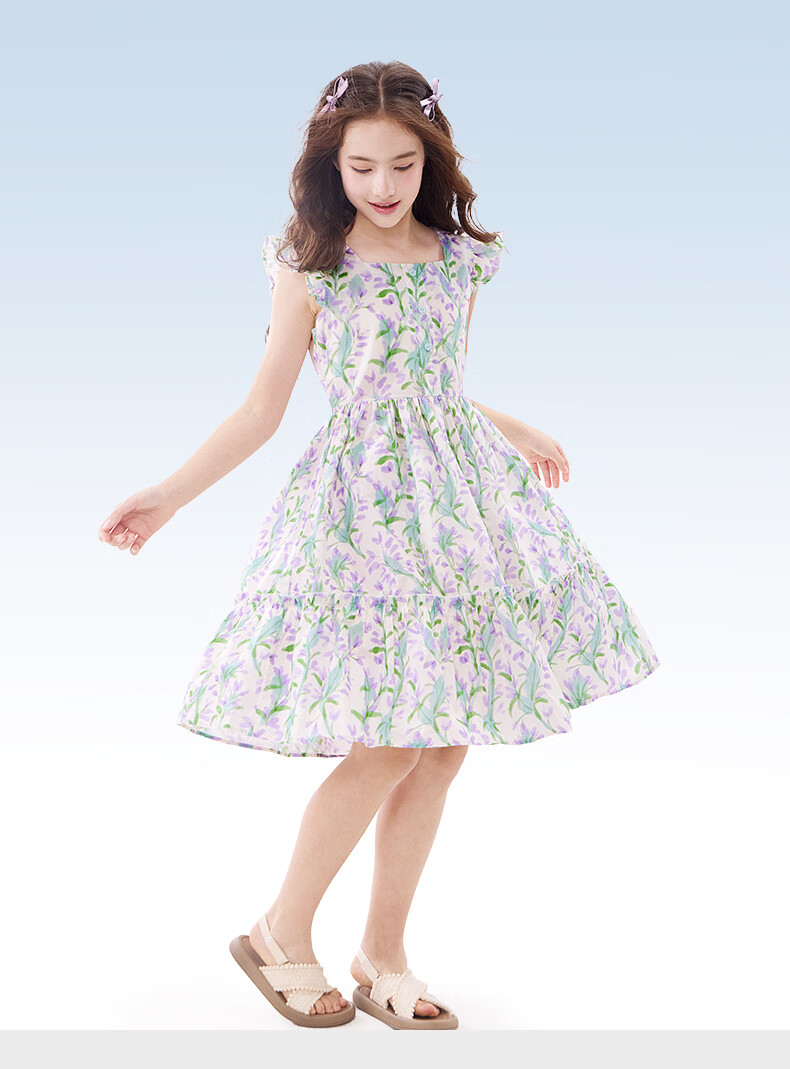 Disney Girls' Summer Cotton Dress New Children's Princess Dress Light Green 160 21A146 8