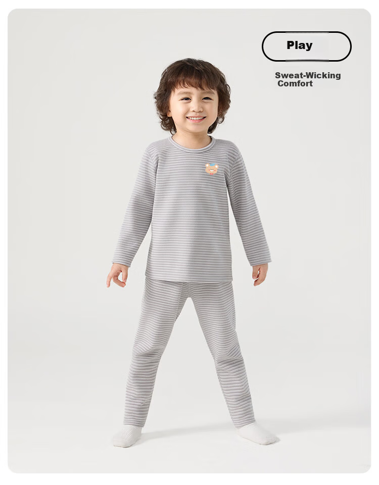 Aibedila Baby Autumn Clothes Set Boys Girls Children's Thermal Underwear Class A Warm Base Layer Set Cat 120 9