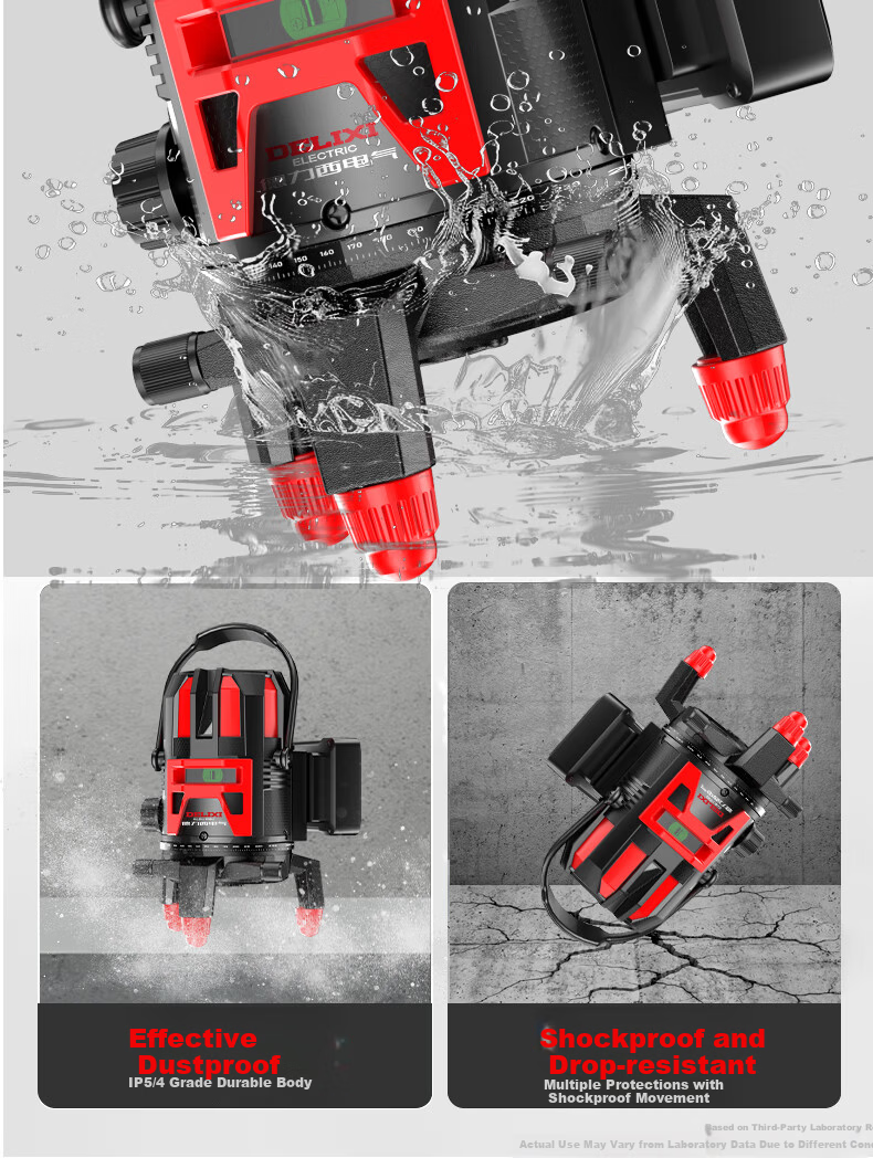DELIXI ELECTRIC Green Light 5-Line Infrared Level Dual Power High Precision Strong Light Fine Line Auto Leveling Laser for Outdoor Construction Site 14