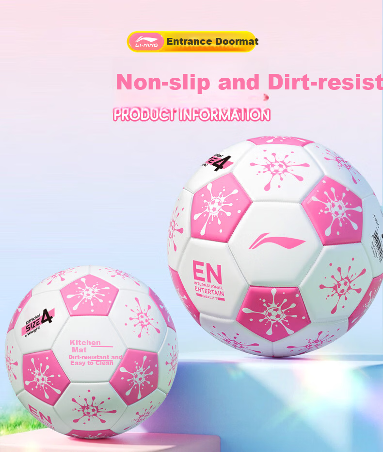 Li-Ning Size 4 Football for Children Girls Ages 3-6-12 Primary and Middle School Standard Match Training with Name Customization 16