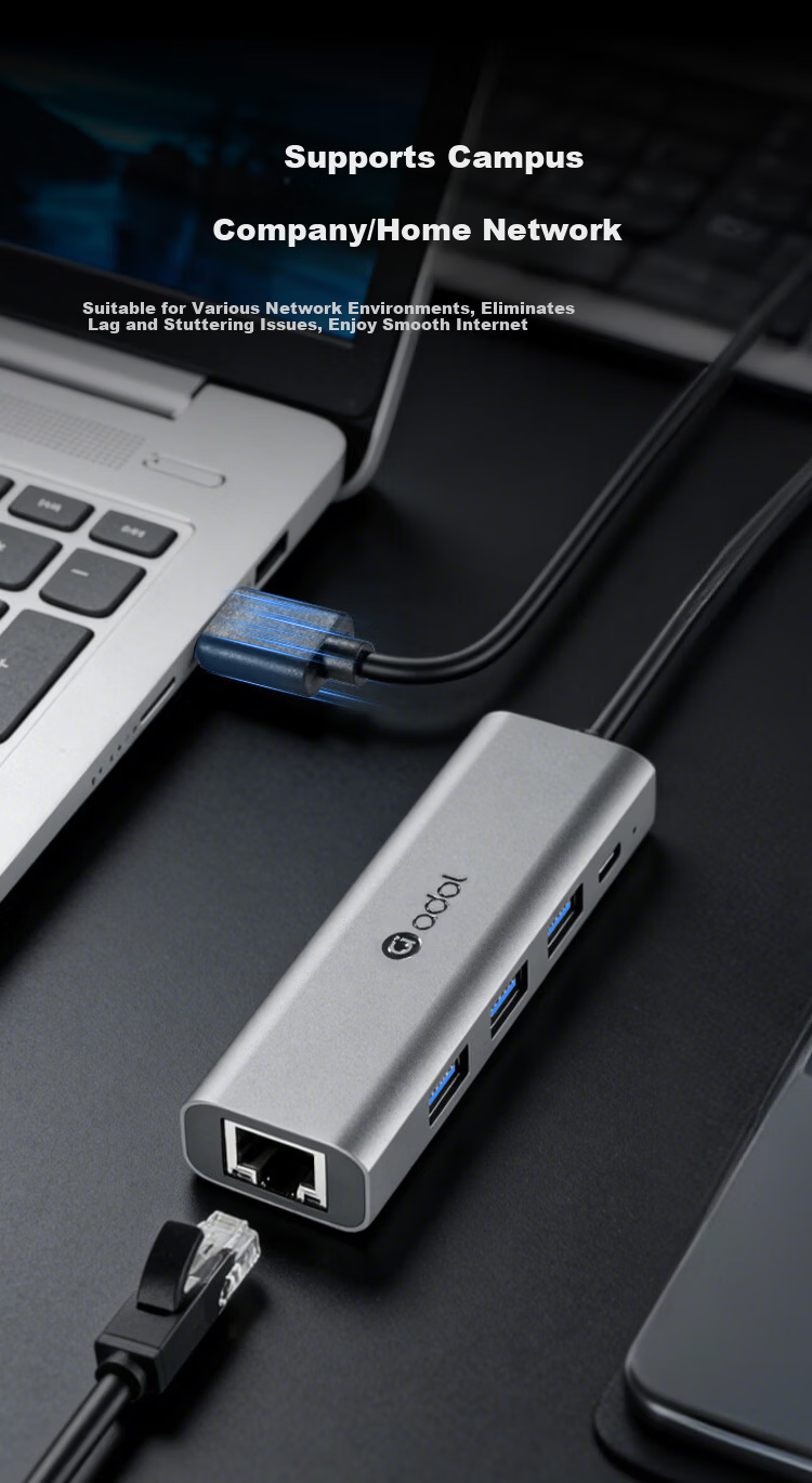 ASUS a USB to Ethernet Adapter USB Dock RJ45 Gigabit Network Cable Converter USB Splitter Laptop Docking Station Extension Cable USB Expander HA501 Gigabit 13