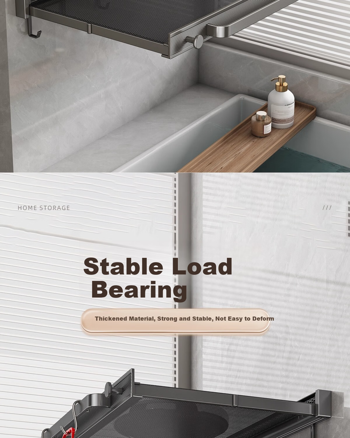 MUYA Bathroom Invisible Folding Towel Rack No-Drill Wall-Mounted Towel and Storage Rack 3