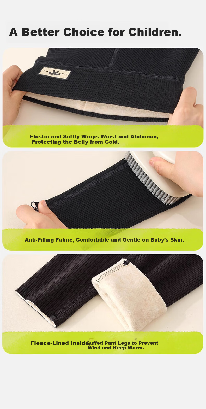 Free Style Girls Fleece-Lined Thickened Leggings Autumn Winter Baby All-in-One Fleece Pants Kids Warm Outdoor Trousers 5