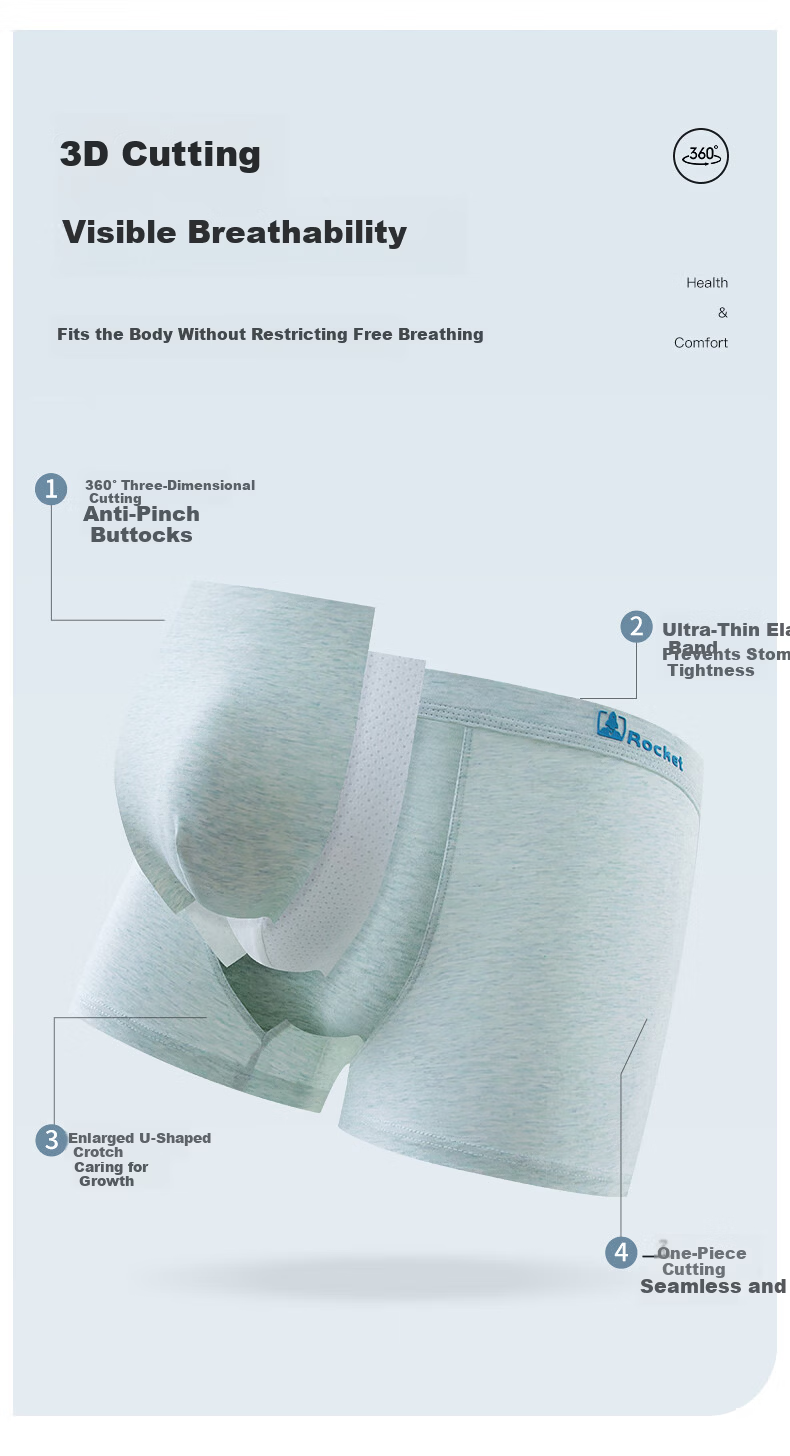 LangSha Youth Pure Cotton Boys Boxer Briefs for Adolescents, Middle and High School Students, Plus Size 9