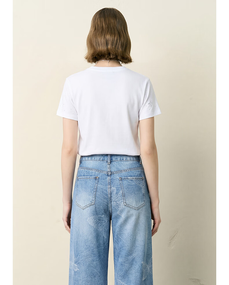 Yanyu White Short Sleeve T-Shirt Women 2026 Summer Round Neck Loose Casual Basic High-End Top White S 5