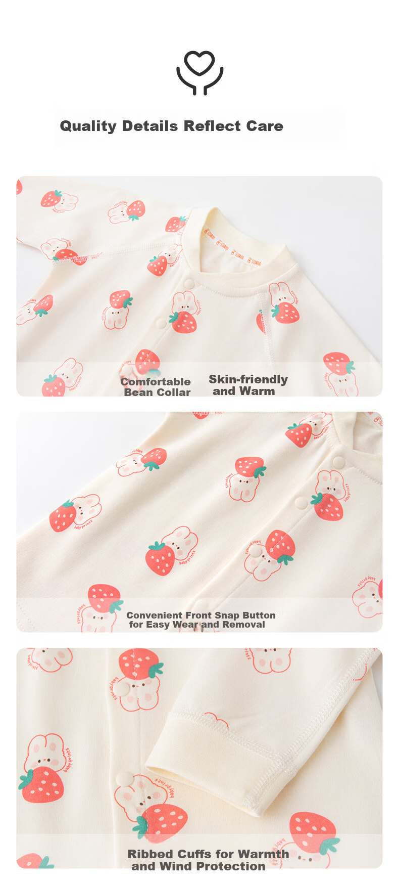 Babyprints Baby Homewear Set Unisex Infant Top and Pants 2-Piece Soft Cotton Underwear Four Seasons Rabbit 80 6