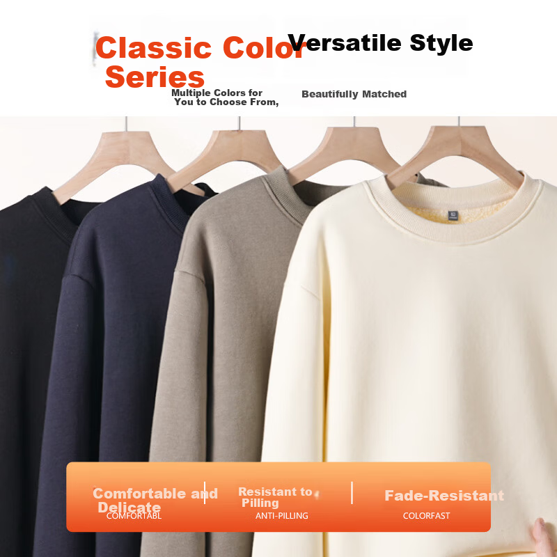 Jeanswest Men's Autumn Winter Fleece-Lined Thickened Lamb Wool Hoodie Casual Loose Fit Men's Sweatshirt
