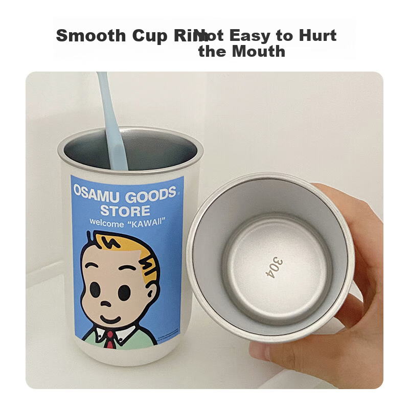 40,000km 304 Stainless Steel Mouthwash Cup Cute Toothbrushing Cup Children's Toothbrush Cup Couples Household Tooth Jar Wash Cup Student