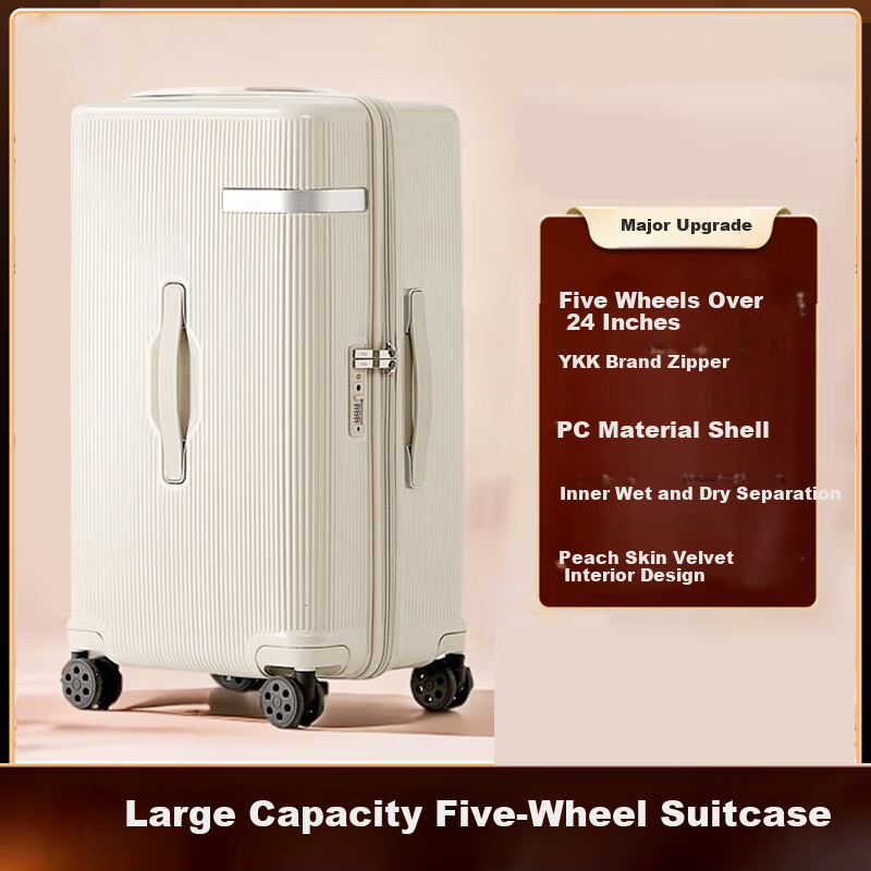 SGG Large Capacity Luggage Travel Suitcase Durable Trolley Case 20-inch Milk Tea Color