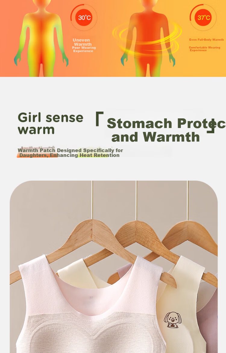 GUJIN Girls' Developmental Warm Vest, Thermal Underwear for Elementary and Middle School Students, Girls' Bra 3-Pack 3