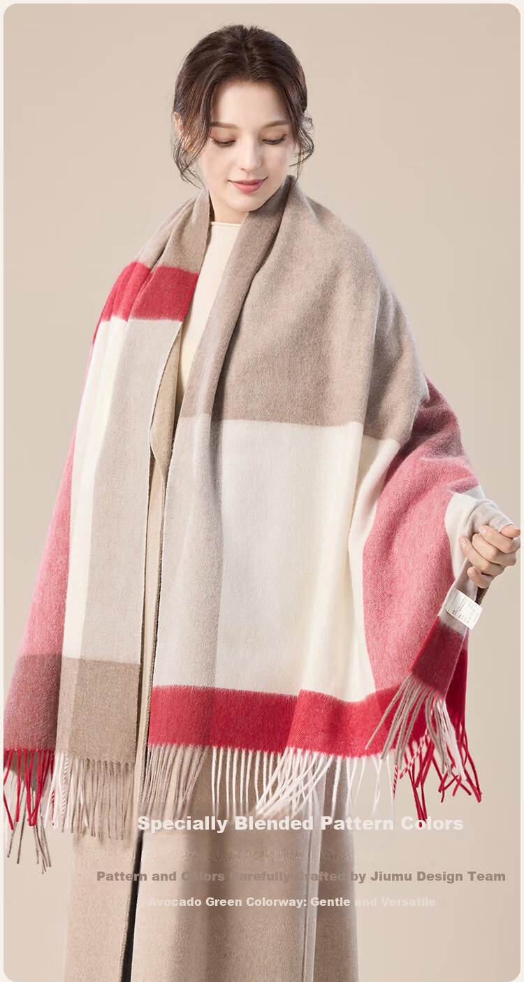 JIUMU Pure Wool Scarf for Women Autumn Winter Warm Shawl Large Wrap Gift Box New Year Birthday Present for Girls 5