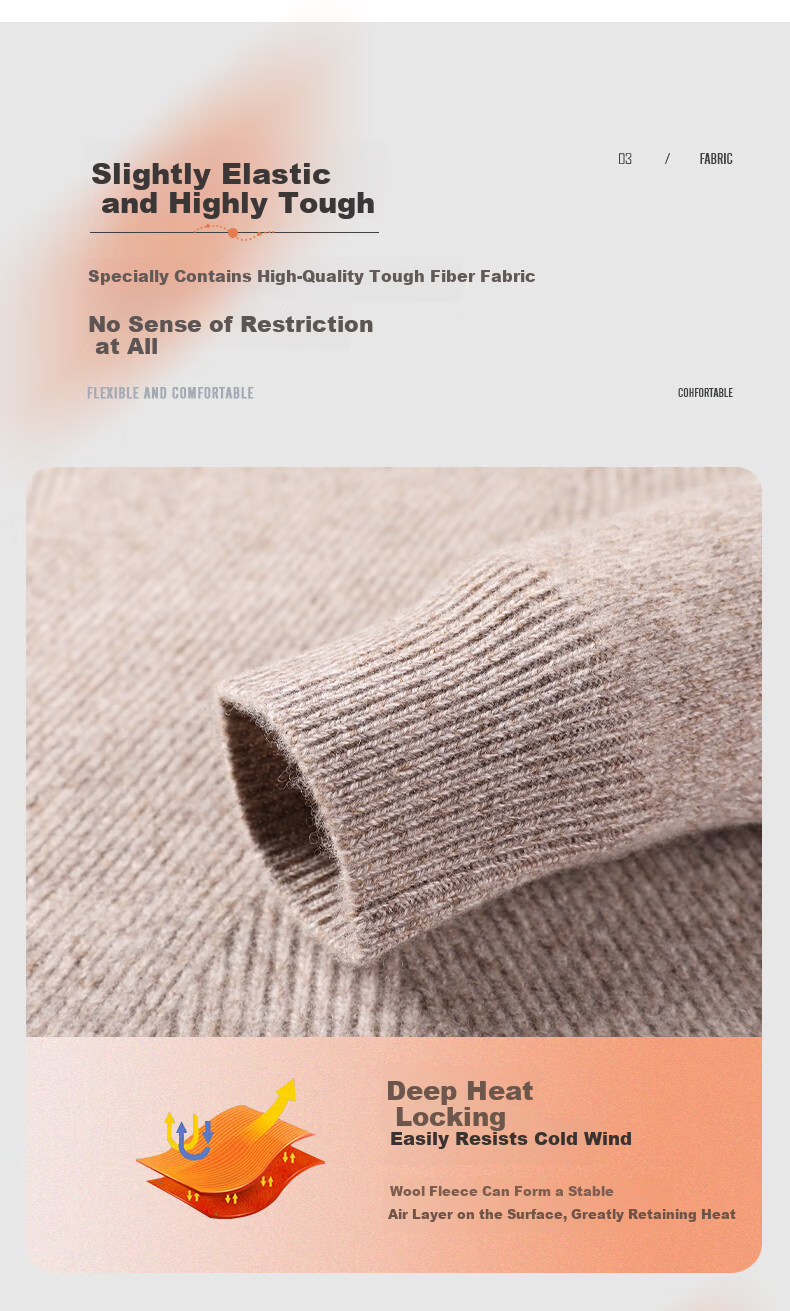 Hengyuanxiang Men's 100% Pure Wool Thickened Sweater Autumn Winter Base Layer Crew Neck Pullover Knitwear 5