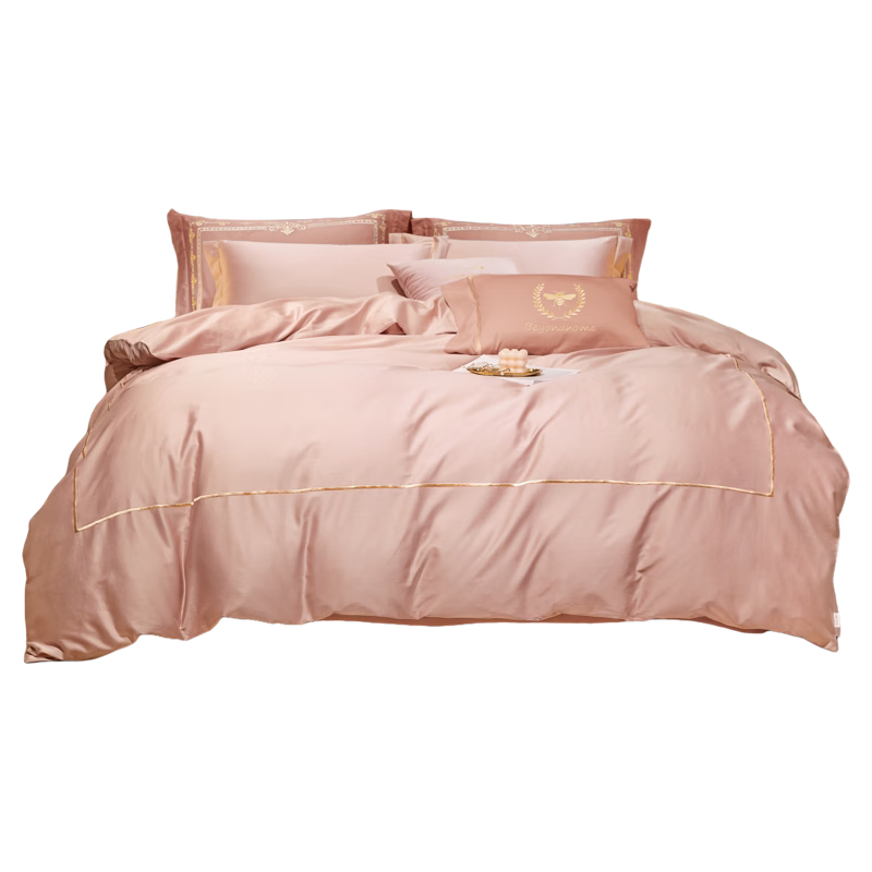 BEYOND Home Textiles 60S Xinjiang Long-Staple Cotton Four-Piece Set Jian Pink Pure Cotton Bed Sheet and Duvet Cover Luxury Cotton Bedding Set for 1.2m Bed