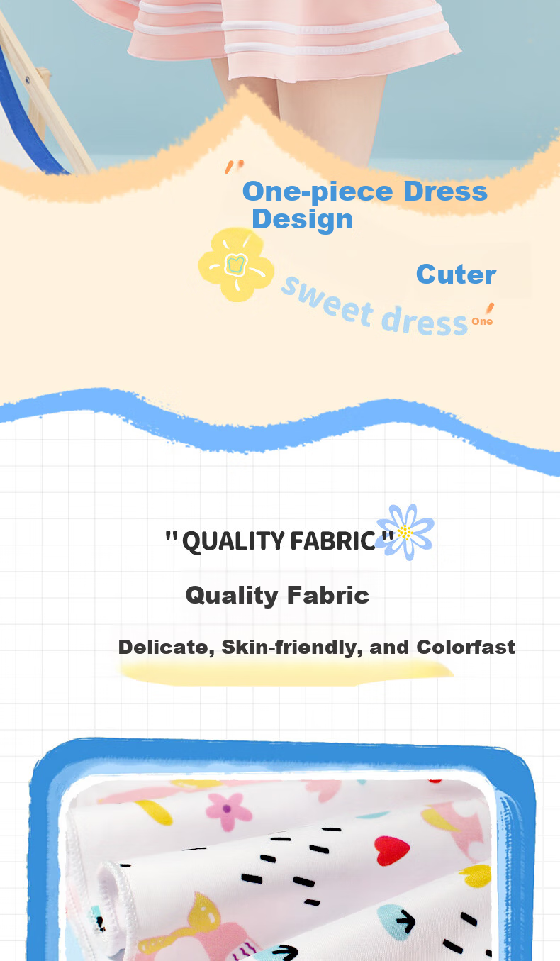 Li-Ning Children's Swimsuit, One-Piece Dress Style for Girls, Comfortable Square-Leg Design, Quick-Drying, Suitable for Swimming, Beach, And Hot Springs 8