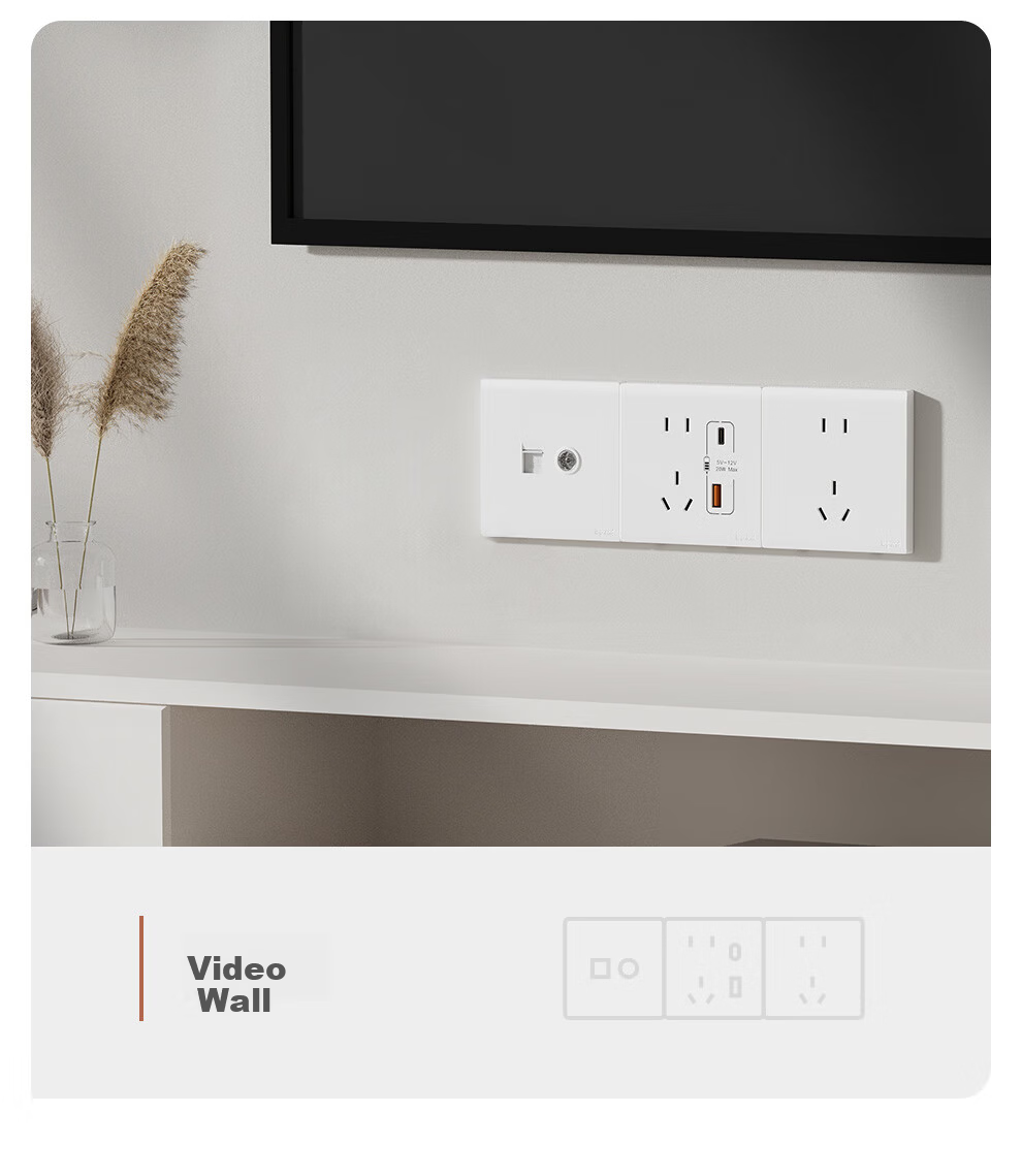 LEGRAND Switch Socket Panel Minghua Series Magnolia White 86 Type Flush Mounted Five-Hole with Type A+C USB Socket 2
