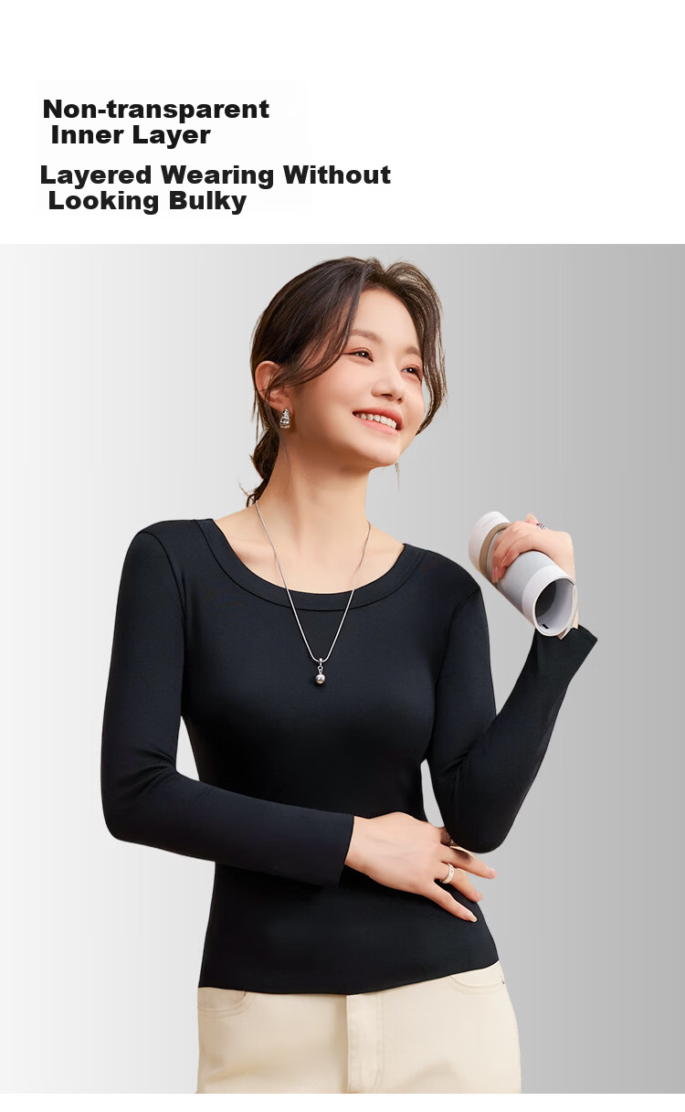 Miiow Women's Wool Acrylic Acetate Thin Round Neck Slim Fit Long Sleeve Knit Top for Spring and Autumn 4