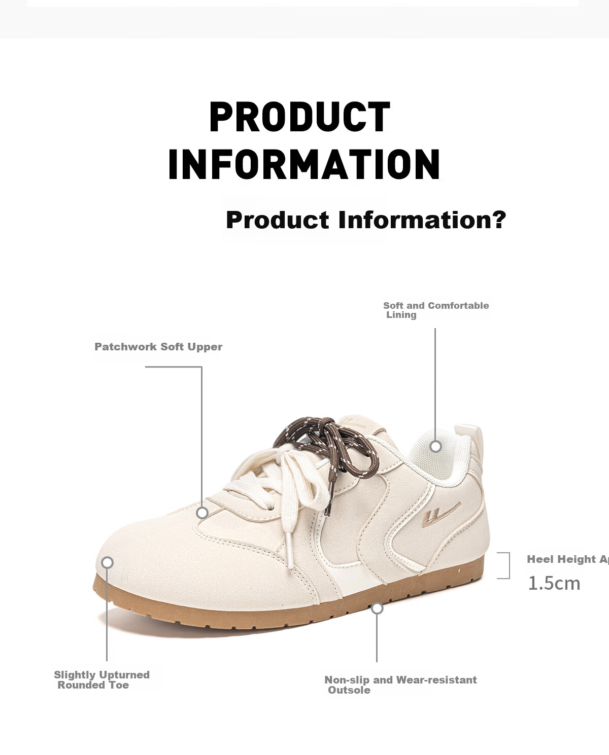 Warrior Women's Casual Ballet Style Sneakers Spring Summer Beige Size 40 Comfortable Soft Sole Fashion Versatile Shoes 7