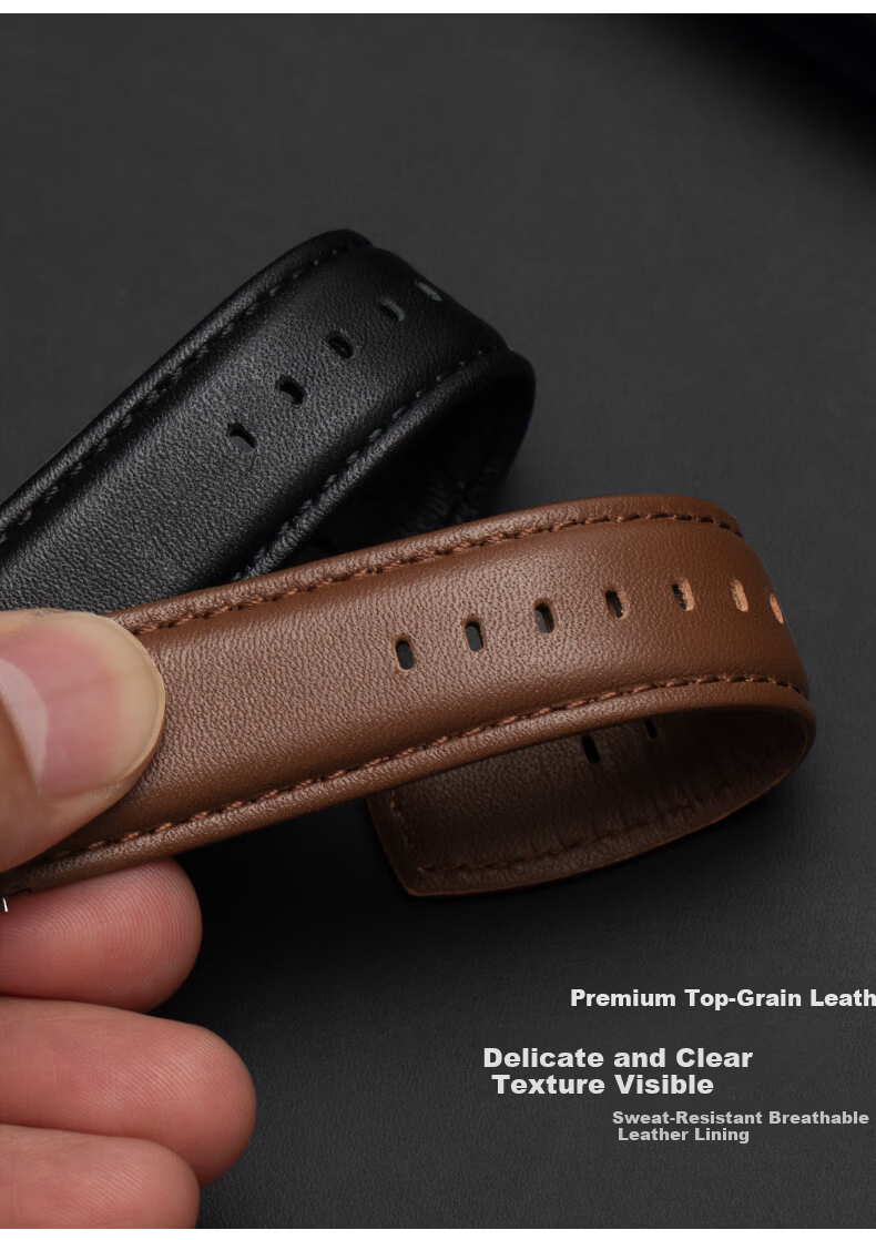 Gangjue Genuine Leather Watch Strap for Huawei GT6/GT5/GT4 Pro/Watch5/4/3/2 Women’s 41/42MM First Layer Cowhide Frost White 18mm Band 11