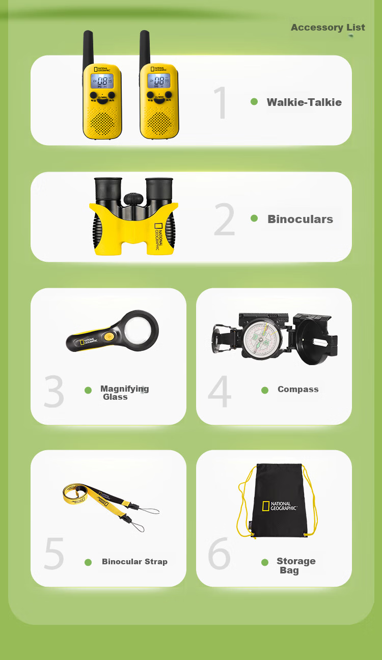 National Geographic Kids Binoculars Walkie Talkies Wireless Outdoor Toy Boys Gift Travel Set Holiday Gift 14