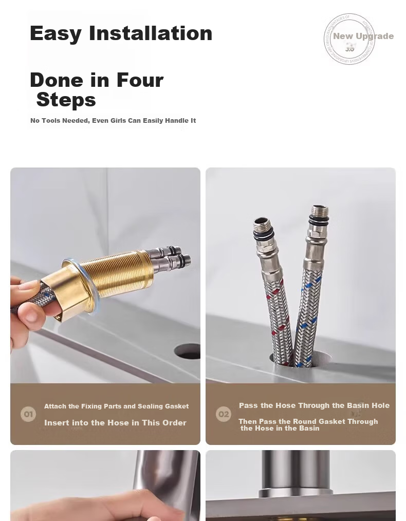 Baihan Basin Faucet Dual Control Hot and Cold Water Mixer Tap for Bathroom Washbasin Lead-Removing Purified Water Faucet 14