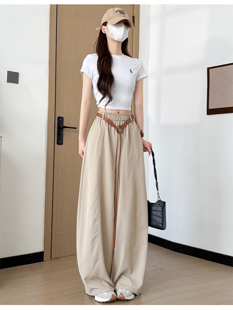 Langsha White Curved Blade Pants Women Summer 2026 New Quick-Dry High-Waist Draped Loose Thin Casual Yamamoto Wide-Leg Pants 9