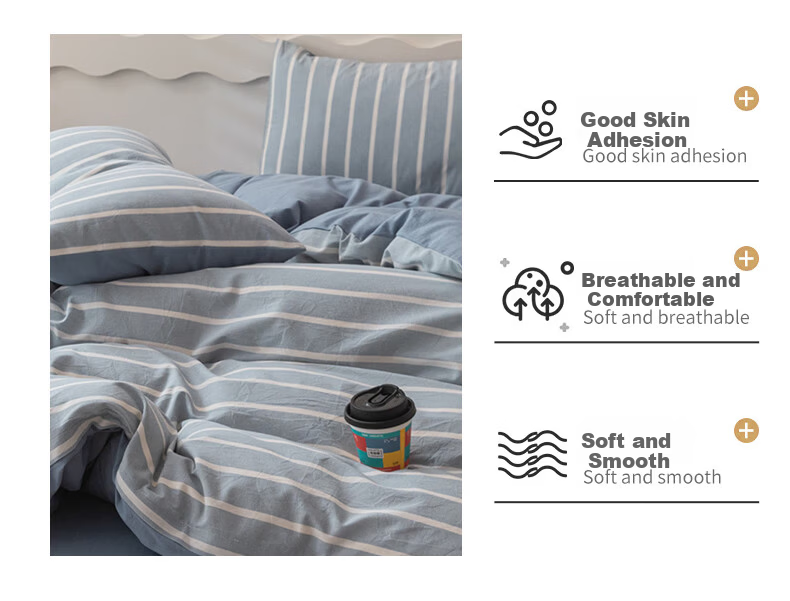 Grace 7A Antibacterial Duvet Cover, 100% Cotton Plaid Duvet Cover, Soft Breathable All-Season Duvet Cover, Gisen 200*230cm 5