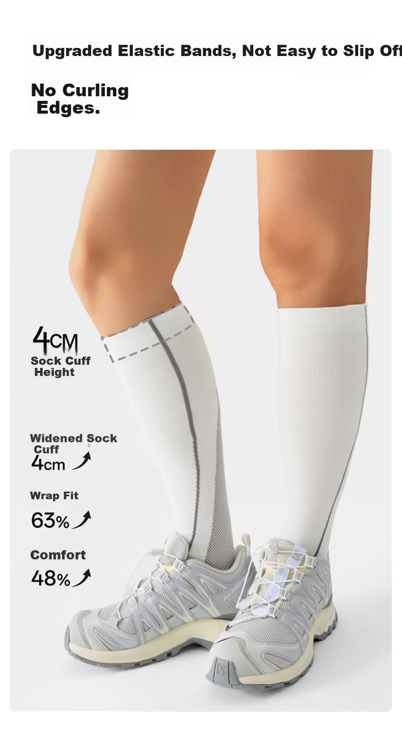 JKN Professional Men's Summer Thin Compression Socks [Sports Shock Absorption] Sweat-Absorbing Durable Running Hiking Football Long Socks 7