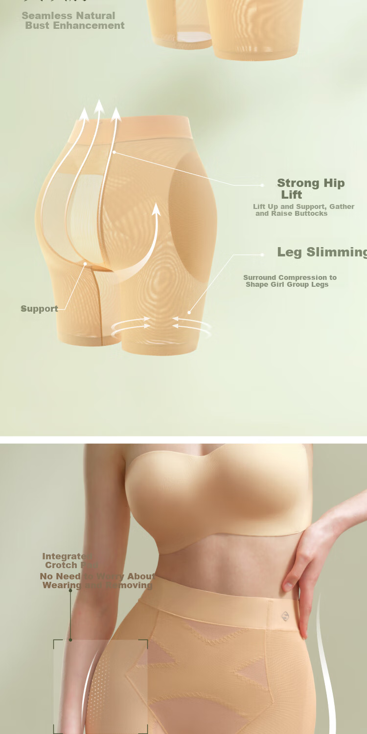 Suki Ryohin Mermaid Hip Enhancing Mid-Waist Butt Lifting Seamless Breathable Tummy Control Hip Shaping Pants Fake Hip Widening Shapewear No-Panty Needed 22