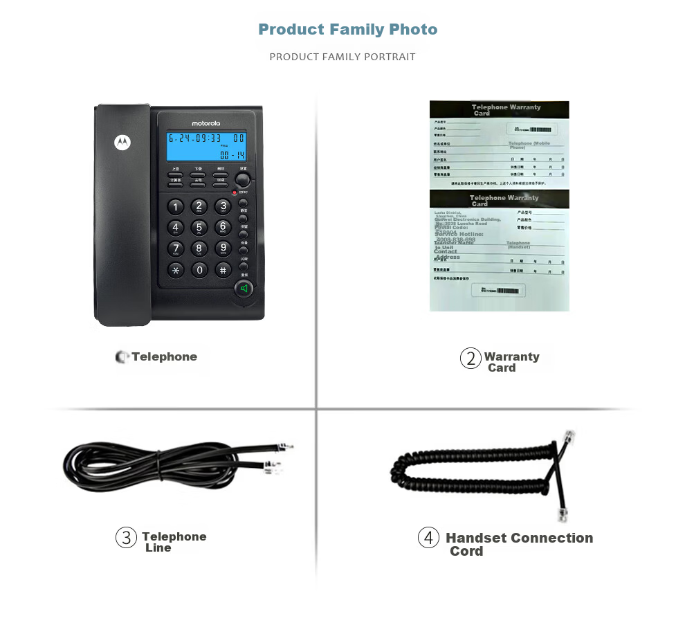 Motorola Corded Landline Phone CT220 Black with Blue Backlight, Clear Display, Hands-Free, Do Not Disturb, Desktop and Wall Mount, Home and Office Use 5