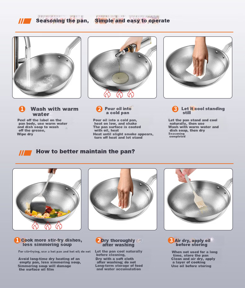 Robam Titanium Frying Pan Pure Titanium Non-Stick Coating-Free Wok Hammered Texture Low Oil Smoke Pan Compatible with Gas and Induction Cookers 32cm 17